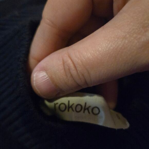 Rokoko Navy Striped Hem Sweater Dress Size Small - Picture 3 of 8